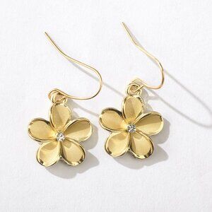 Gold Plumeria CZ Dangle earrings